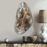 Grey Gold Captivating Liquid Ink - Asymmetric Metal Wall Art