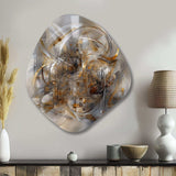 Grey Gold Captivating Liquid Ink - Asymmetric Metal Wall Art