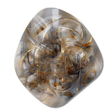 Grey Gold Captivating Liquid Ink - Asymmetric Metal Wall Art