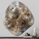 Grey Gold Captivating Liquid Ink - Asymmetric Metal Wall Art