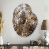 Grey Gold Captivating Liquid Ink - Asymmetric Metal Wall Art