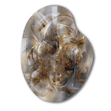 Grey Gold Captivating Liquid Ink - Asymmetric Metal Wall Art