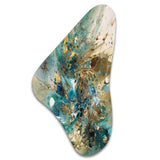 Turquoise Yellow Captivating Liquid Ink - Asymmetric Metal Wall Art