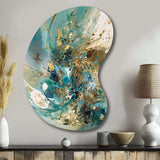 Turquoise Yellow Captivating Liquid Ink - Asymmetric Metal Wall Art