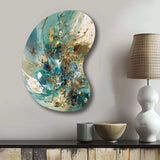 Turquoise Yellow Captivating Liquid Ink - Asymmetric Metal Wall Art