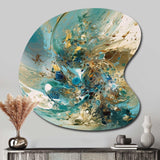 Turquoise Yellow Captivating Liquid Ink - Asymmetric Metal Wall Art