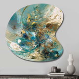 Turquoise Yellow Captivating Liquid Ink - Asymmetric Metal Wall Art