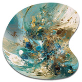 Turquoise Yellow Captivating Liquid Ink - Asymmetric Metal Wall Art