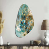 Turquoise Yellow Captivating Liquid Ink - Asymmetric Metal Wall Art