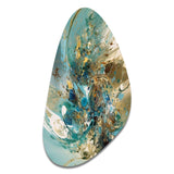 Turquoise Yellow Captivating Liquid Ink - Asymmetric Metal Wall Art