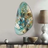 Turquoise Yellow Captivating Liquid Ink - Asymmetric Metal Wall Art