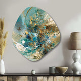 Turquoise Yellow Captivating Liquid Ink - Asymmetric Metal Wall Art