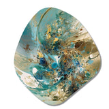 Turquoise Yellow Captivating Liquid Ink - Asymmetric Metal Wall Art