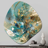 Turquoise Yellow Captivating Liquid Ink - Asymmetric Metal Wall Art