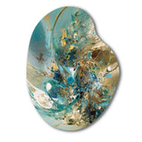 Turquoise Yellow Captivating Liquid Ink - Asymmetric Metal Wall Art