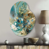 Turquoise Yellow Captivating Liquid Ink - Asymmetric Metal Wall Art