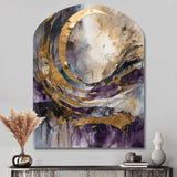 Purple Gold Captivating Liquid Ink - Asymmetric Metal Wall Art