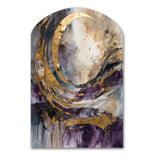 Purple Gold Captivating Liquid Ink - Asymmetric Metal Wall Art