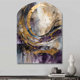 Purple Gold Captivating Liquid Ink - Asymmetric Metal Wall Art