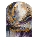 Purple Gold Captivating Liquid Ink - Asymmetric Metal Wall Art