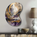 Purple Gold Captivating Liquid Ink - Asymmetric Metal Wall Art