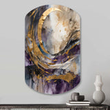 Purple Gold Captivating Liquid Ink - Asymmetric Metal Wall Art