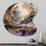 Purple Gold Captivating Liquid Ink - Asymmetric Metal Wall Art