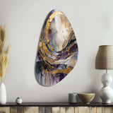 Purple Gold Captivating Liquid Ink - Asymmetric Metal Wall Art