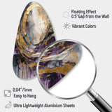 Purple Gold Captivating Liquid Ink - Asymmetric Metal Wall Art