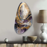 Purple Gold Captivating Liquid Ink - Asymmetric Metal Wall Art