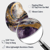 Purple Gold Captivating Liquid Ink - Asymmetric Metal Wall Art