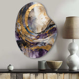 Purple Gold Captivating Liquid Ink - Asymmetric Metal Wall Art