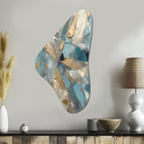 Blue Gold Transcendent Liquid Ink I - Asymmetric Metal Wall Art