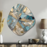 Blue Gold Transcendent Liquid Ink I - Asymmetric Metal Wall Art