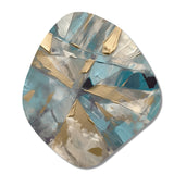 Blue Gold Transcendent Liquid Ink I - Asymmetric Metal Wall Art