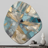 Blue Gold Transcendent Liquid Ink I - Asymmetric Metal Wall Art