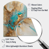 Gold Blue Transcendent Liquid Ink II - Asymmetric Metal Wall Art