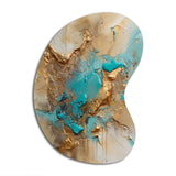 Gold Blue Transcendent Liquid Ink II - Asymmetric Metal Wall Art