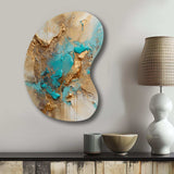 Gold Blue Transcendent Liquid Ink II - Asymmetric Metal Wall Art