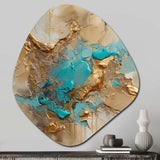 Gold Blue Transcendent Liquid Ink II - Asymmetric Metal Wall Art