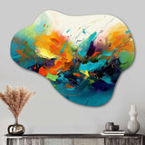 Orange Blue Transcendent Liquid Ink II - Asymmetric Metal Wall Art