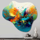 Orange Blue Transcendent Liquid Ink II - Asymmetric Metal Wall Art