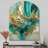 Gold And Green Unveiling The Energy IV - Asymmetric Metal Wall Art