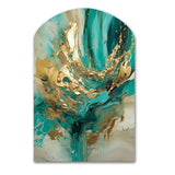 Gold And Green Unveiling The Energy IV - Asymmetric Metal Wall Art