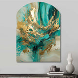 Gold And Green Unveiling The Energy IV - Asymmetric Metal Wall Art