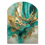 Gold And Green Unveiling The Energy IV - Asymmetric Metal Wall Art