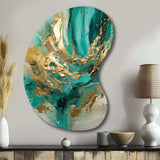 Gold And Green Unveiling The Energy IV - Asymmetric Metal Wall Art