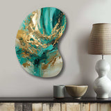 Gold And Green Unveiling The Energy IV - Asymmetric Metal Wall Art