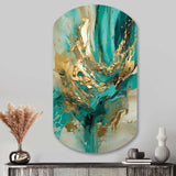 Gold And Green Unveiling The Energy IV - Asymmetric Metal Wall Art