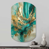 Gold And Green Unveiling The Energy IV - Asymmetric Metal Wall Art